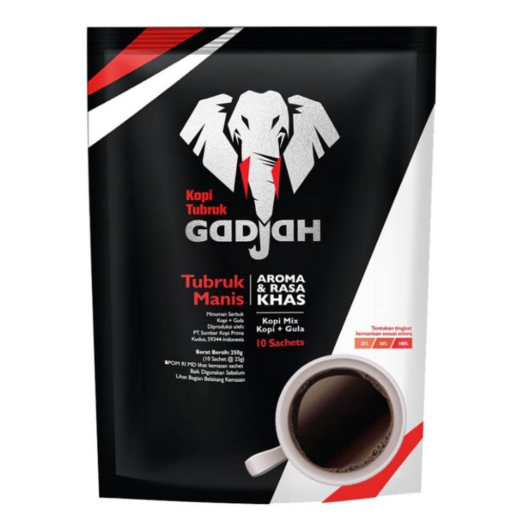 

Kopi Tubruk Gadjah Gajah Kopi Mix + Gula 10 x 24 g