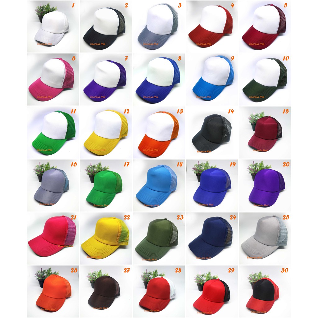 Topi Jaring / Trucker Polos Kombinasi  warna