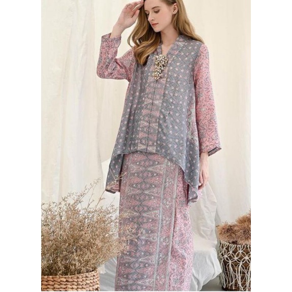 set batik kaftan+rok lilit pake karet