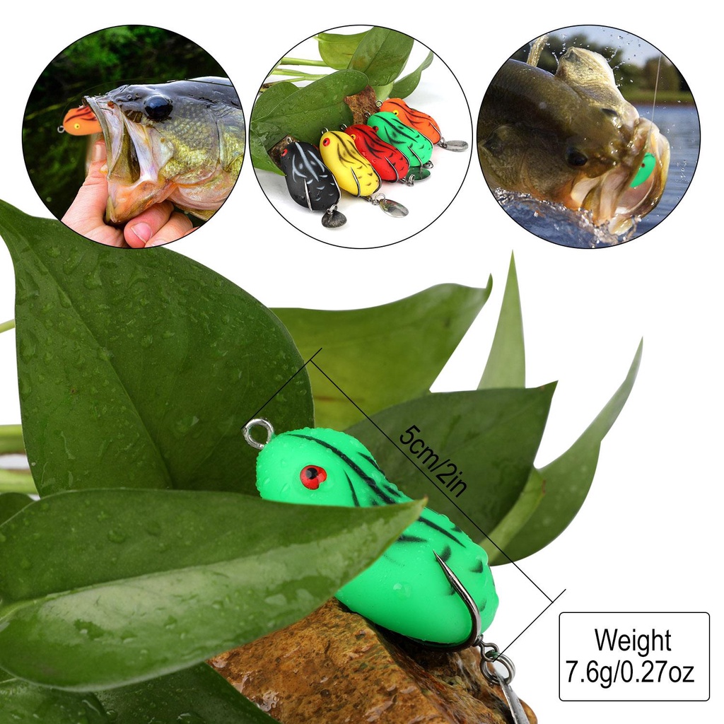 HAIYI FISHING 3D Fishing Lure Umpan Pancing Lure Fishing Lure 5cm/7g Umpan Pancing Umpan Payet Berputar Umpan Casting Lure Soft Lure Soft Frog Bentuk Katak