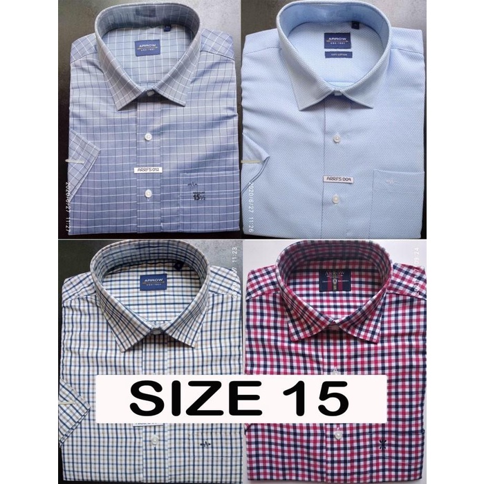 Man | Kemeja Pria Reguler Fit Lengan Pendek Merk Arrow Size 15
