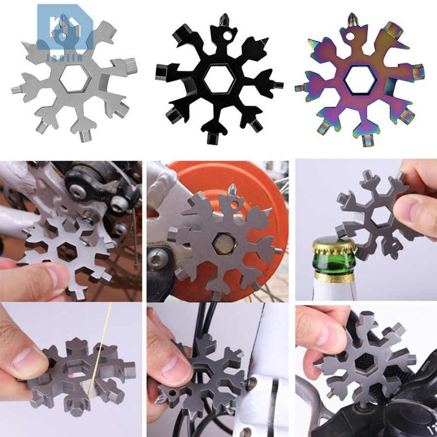 GANTUNGAN KUNCI Saku Berbentuk Kepingan SALJU screwdriver snowflake Multifungsi