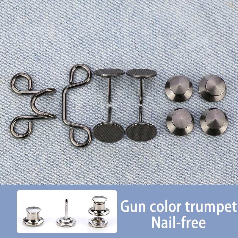 Kancing Jeans Logam Simple Adjustable Kancing Pengait Celana Panjang Jeans Denim Desain Bunga Daisy Warna Putih Kait Pengecil Lingkar Pinggang Celana Jeans Model Bisa Dilepas-B_gun-warna-s