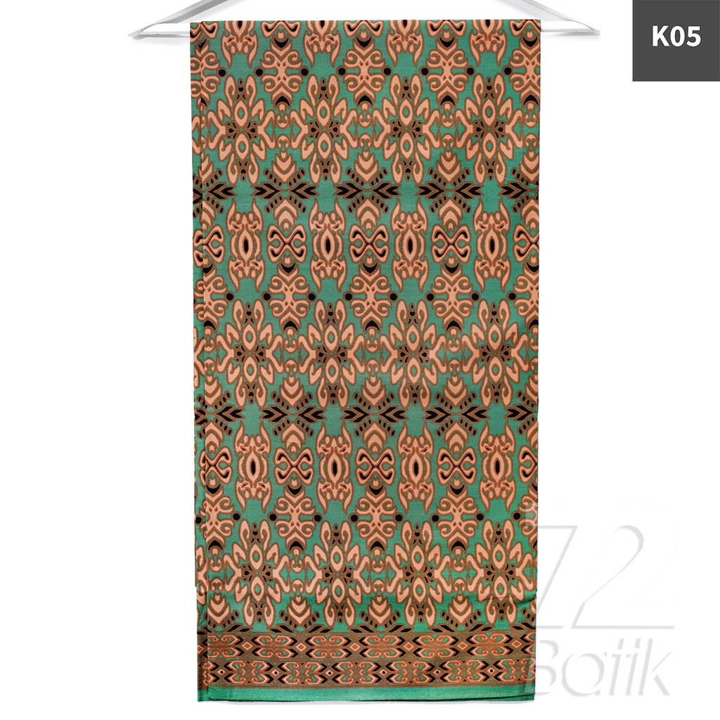 KAIN BATIK PREMIUM Bahan Katun Motif Cakra Warna Hijau Coklat 724220 Cap 72 Jarik Jarit Samping Keba