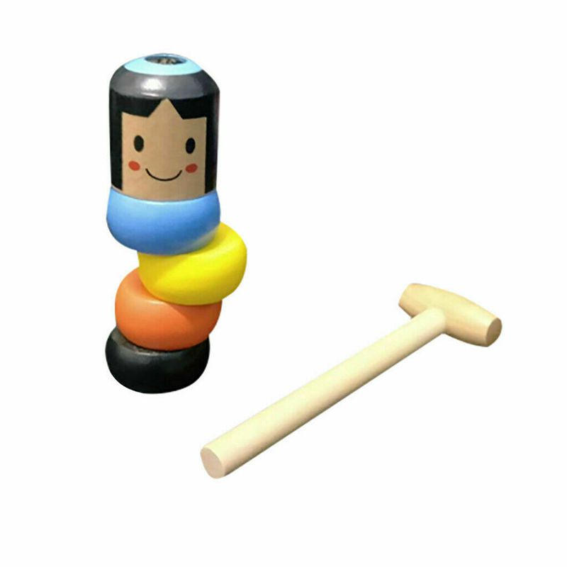 【Ready Stock！！】2pcs set Immortal Daruma Unbreakable Wooden Man Magic Toy