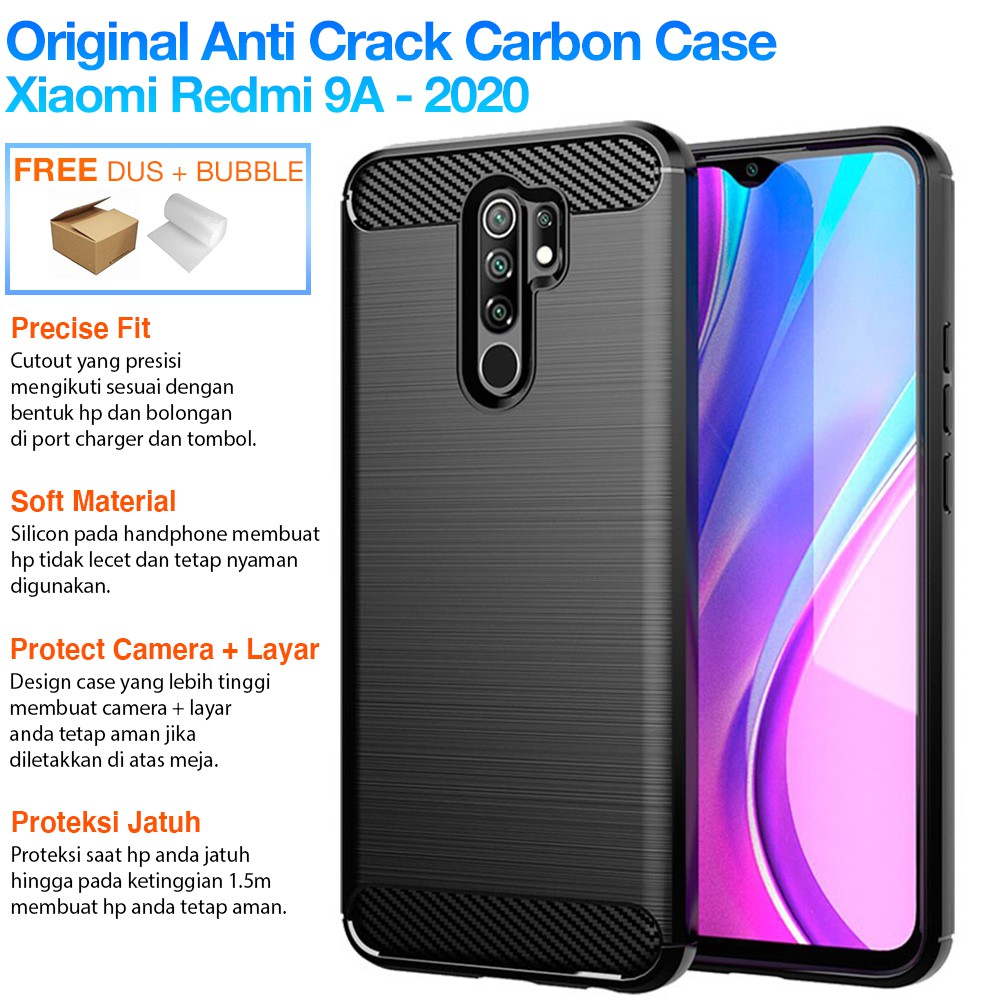 Premium Anti Crack CARBON Case Xiaomi Redmi 9A Redmi 9 2020 ShockProof