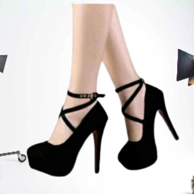 High Heels Wanita hak tinggi 12cm High heels hitam High heels acara resmi High heels formal Pd327