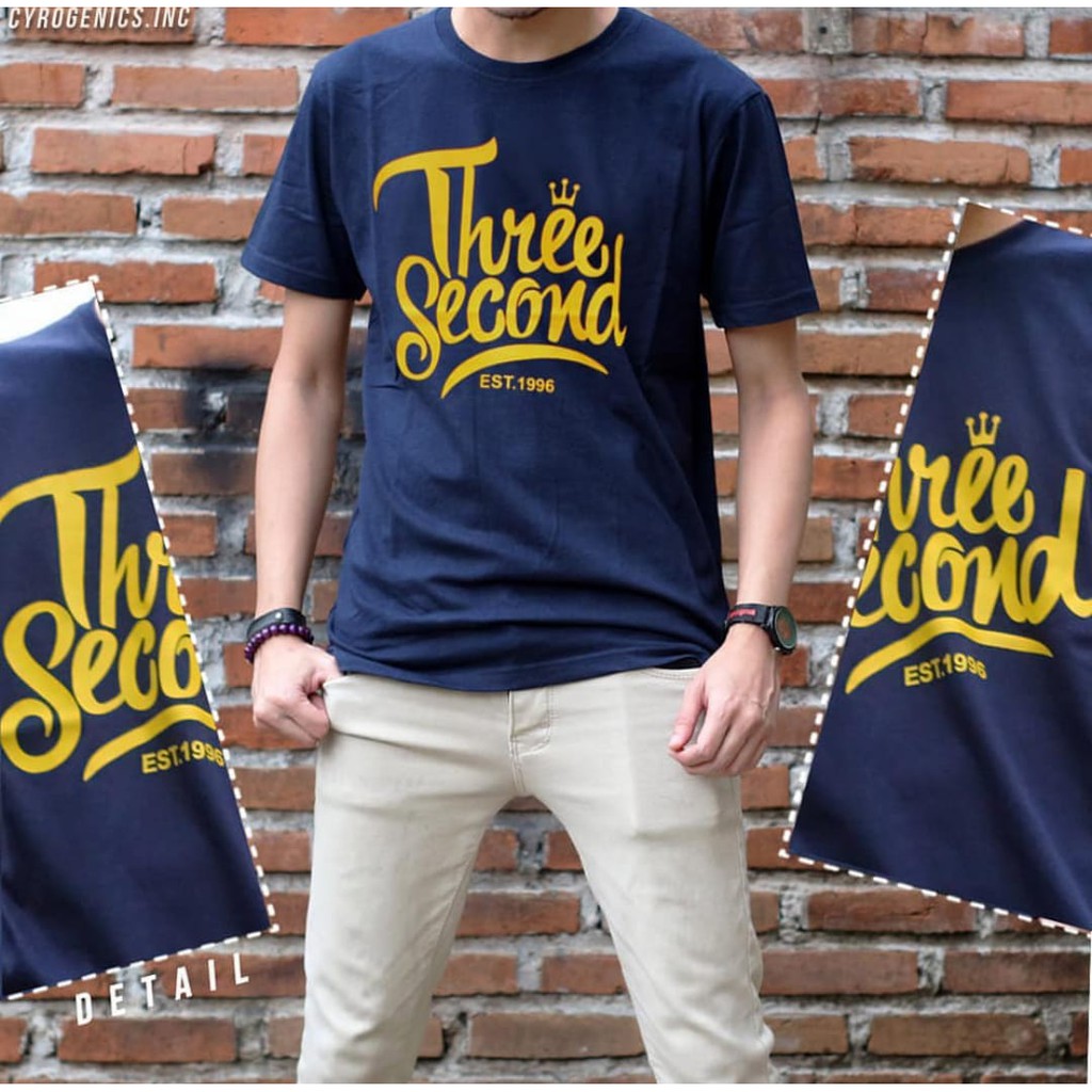 T-SHIRT BAJU KAOS DISTRO SURFING PRIA 3 SECOND - THREE SECOND KING COMBED 30S