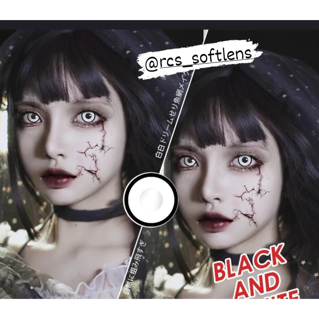 RCS - Softlens cosplay putih ring hitam