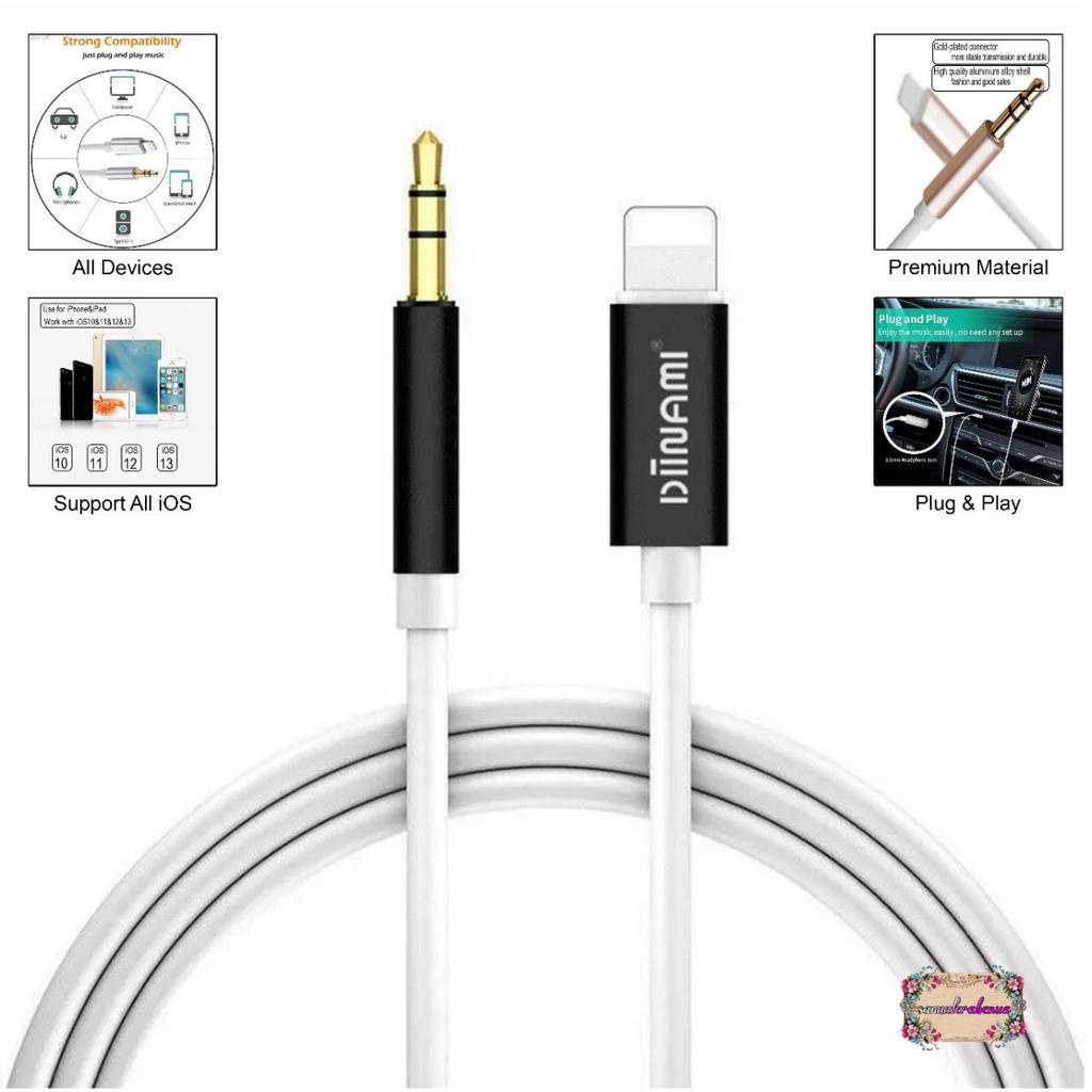 DIINAMI kabel iphone Lightning to aux 3.5mm Type C To Jack 3.5MM Premium Nylon kabel Audio SB5389