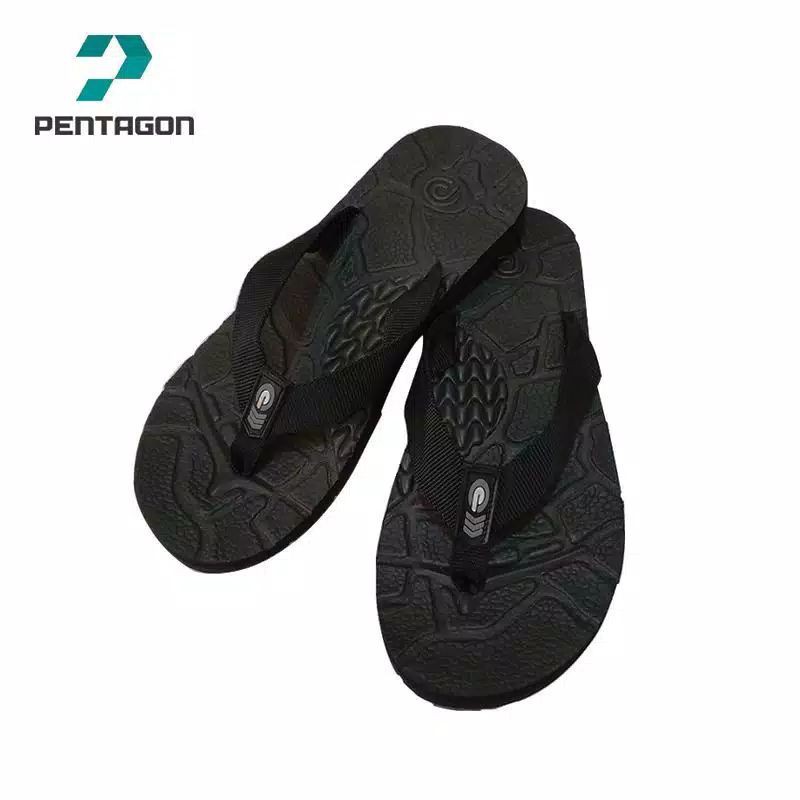 Pentagon [TIGER] Sandal pria japit hitam polos/sandal outdoor/sandal hiking cowok/Sendal jepit gunung