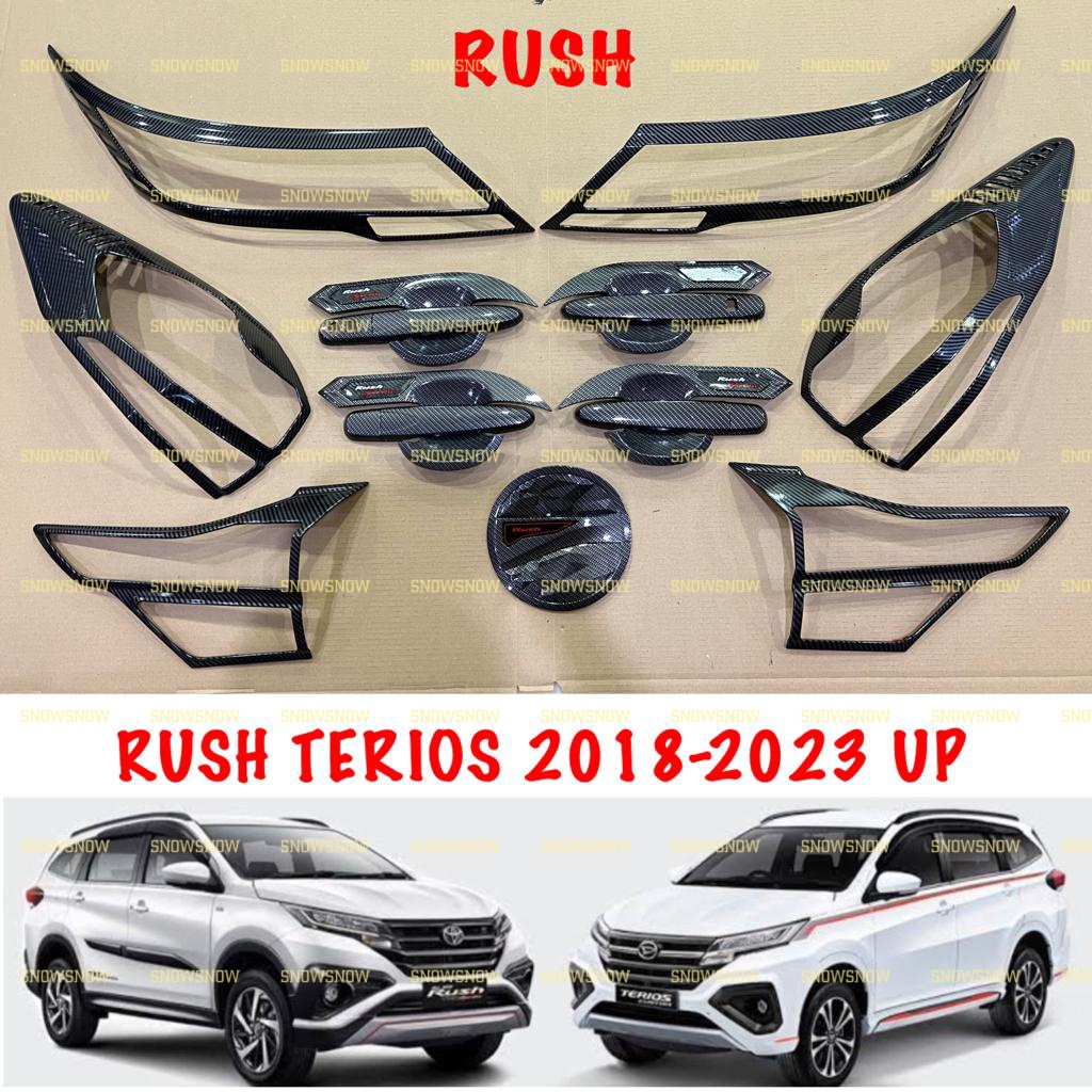 Paket Lengkap Garnish Depan Belakang Outer Handle Tank Cover All New Rush Terios 2018 2021 2022 2023 GR SPORT New Carbon Glossy