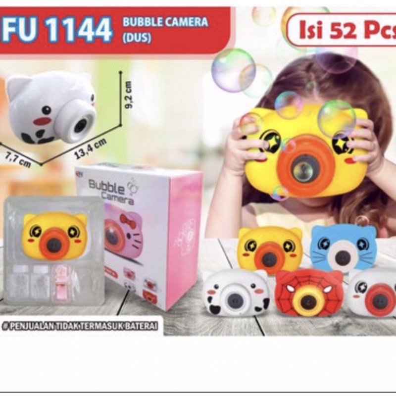 MAINAN ANAK BUBBLE CAMERA KAMERA GELEMBUNG SABUN KARAKTER SPIDERMAN HELLO KITTY DORAEMON TIGER
