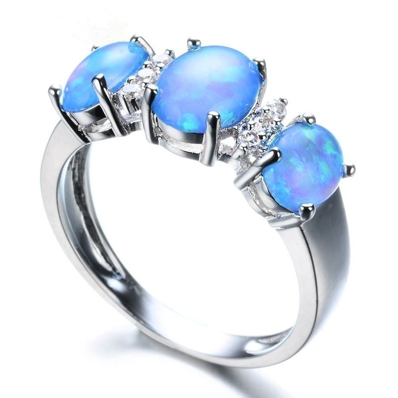 Hot sale new white opal three diamond ring
