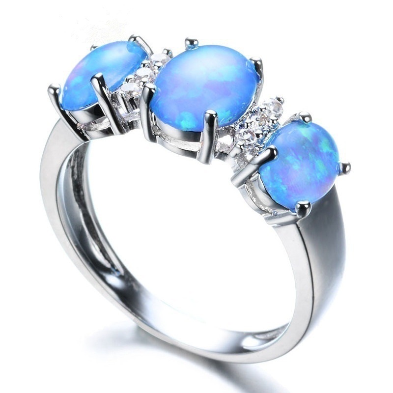 Hot sale new white opal three diamond ring