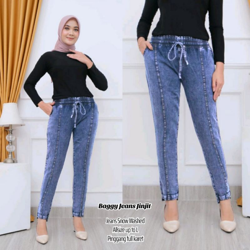 Celana jinjit Jeans snow L //JF6054