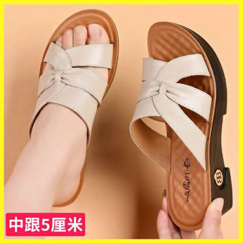 Sandal wanita segala musim bahan kulit asli (K-006)