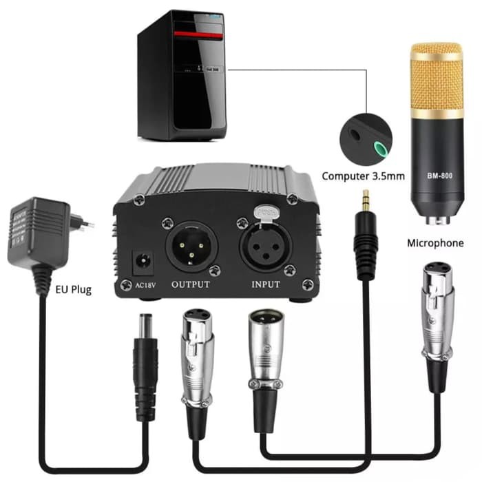 Paket Komplit Mic BM800 Phantom Power Home Recording Terbaik