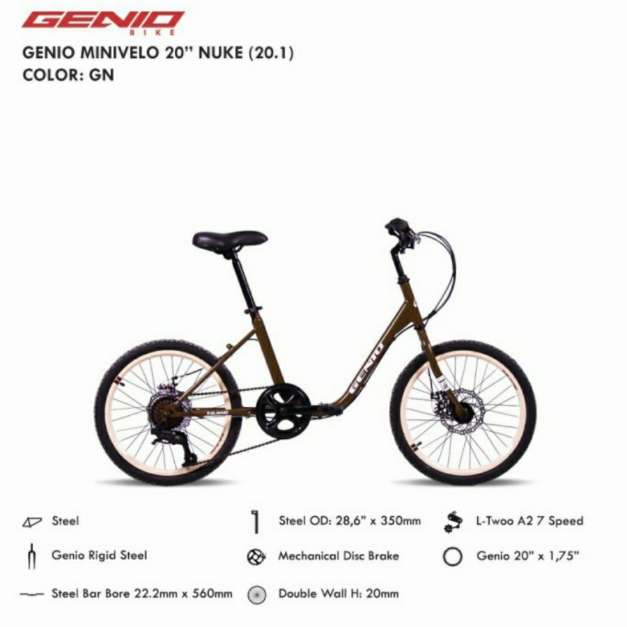 sepeda Genio 20 inch Minivelo Nuke 7 speed