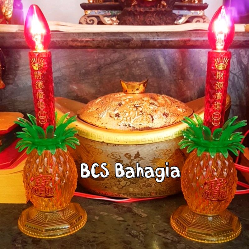 Lampu Altar Sembahyang Motif Nanas / Lampu Bohlam Puja Altar Bagus