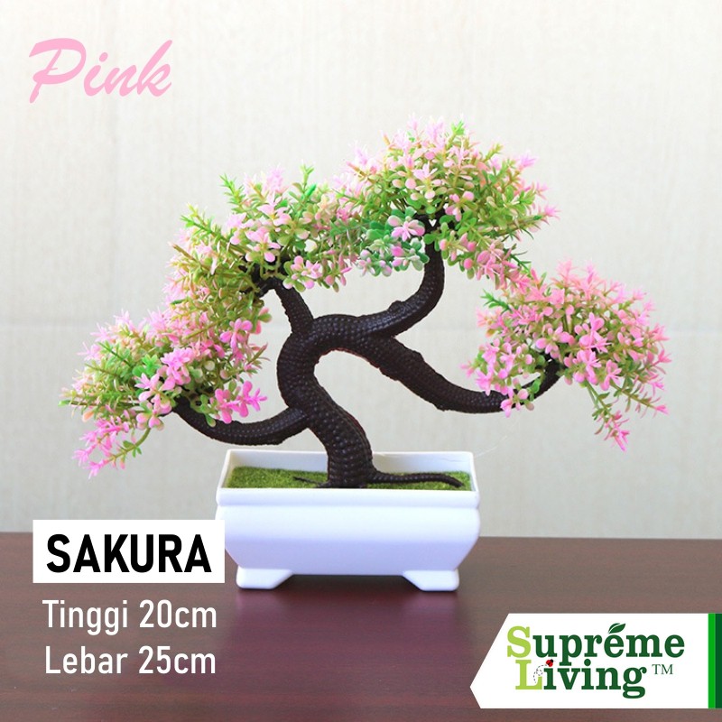 Pohon Bonsai Tanaman Plastik Hiasan Dekorasi Rumah Pot Snowball