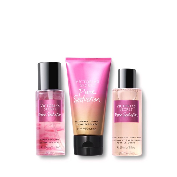 VICTORIA'S SECRET GIFT SET TRAVEL SIZE BARE VANILLA / PURE SEDUCTION / VELVET PETALS / TEASE