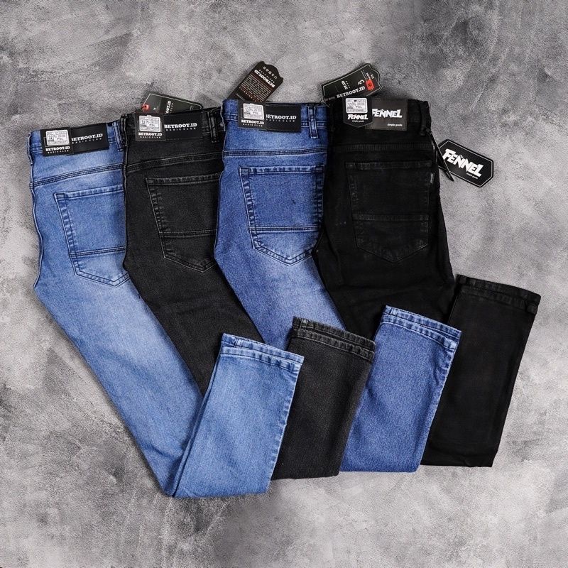Celana Panjang Distro Levis Jeans Denim Slim Fit Stertch Karet Melar Botol Kantor Panjang  Pria / La