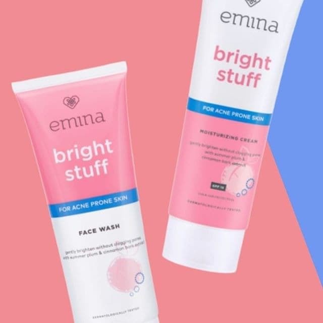 BEST SELLER!! Emina Bright Stuf for Acne Prone Face Wash 50 ml /100 ml &amp; Moisturizing Cream 20ml