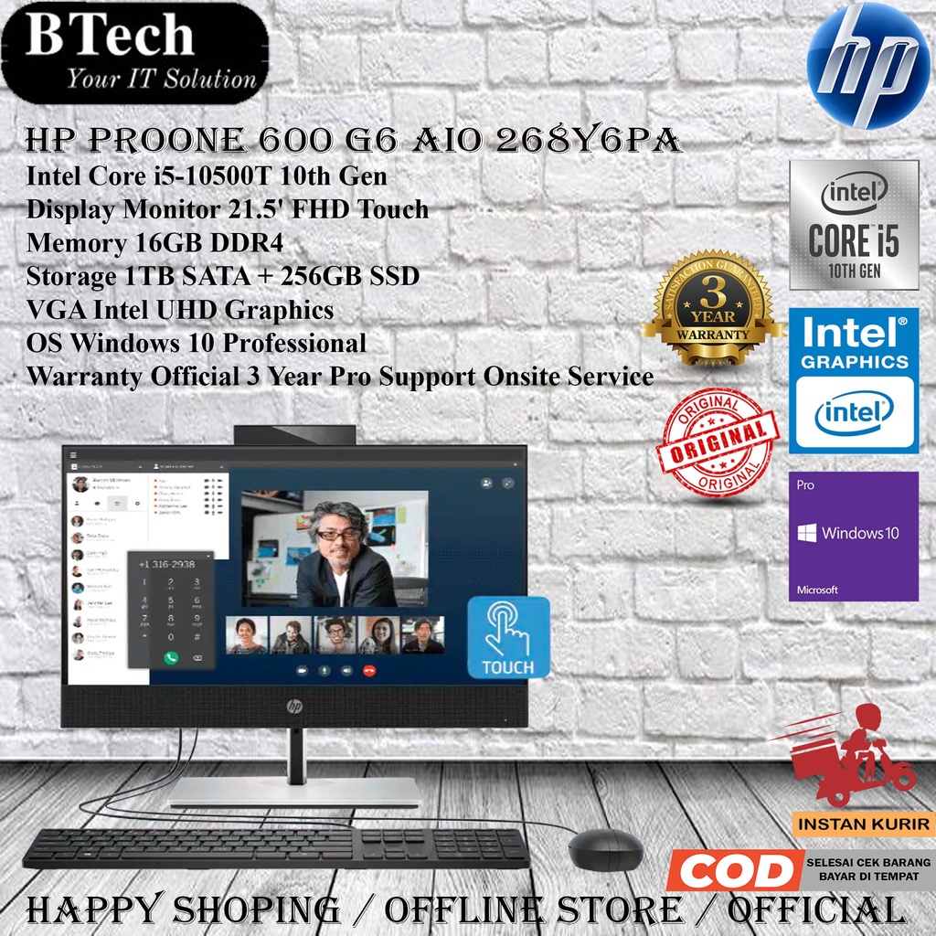HP ProOne 600 G6 AIO 268Y6PA Core i5-10500T/16GB/1TB+256GB SSD/W10P/3Y