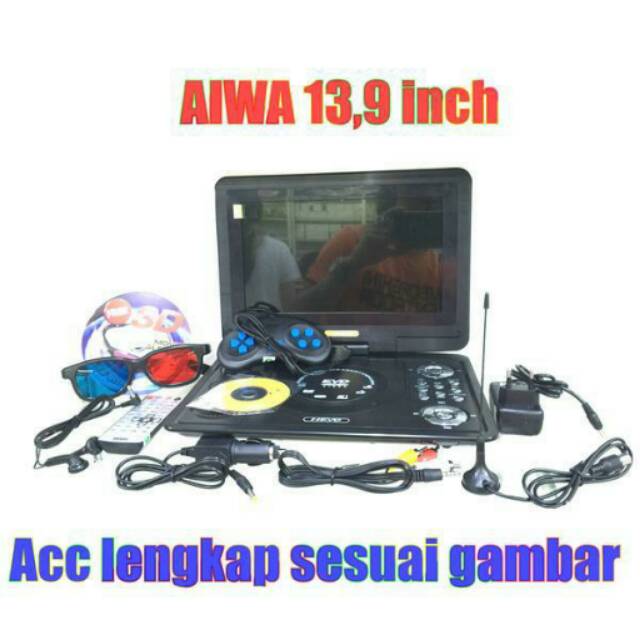 Dvd Portable Layar 13,9 Inch / 14 Inch Aiwa Acc Lengkap