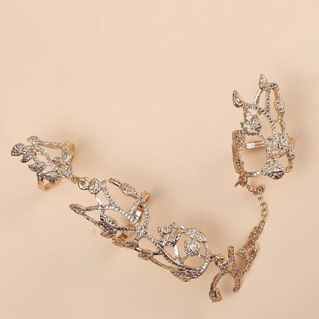 Hu Hu Hu Hu Hu Alat Bantu Pasang Kacamata♡ Cincin Rantai Desain Bunga Hias Berlian Imitasi Anti Alergi Oksidasi Gaya Retro Untuk Hadiah