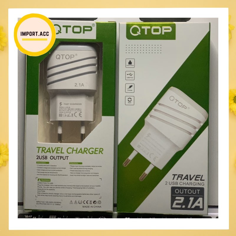 Batok Charger Qtop 2USB 2.1A Zebra