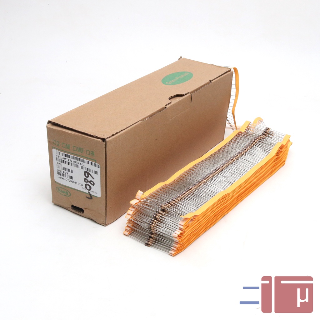 X10 Resistor 680R 680Ohm 1/4W Karbon 5% Taiwan Kaki Tembaga