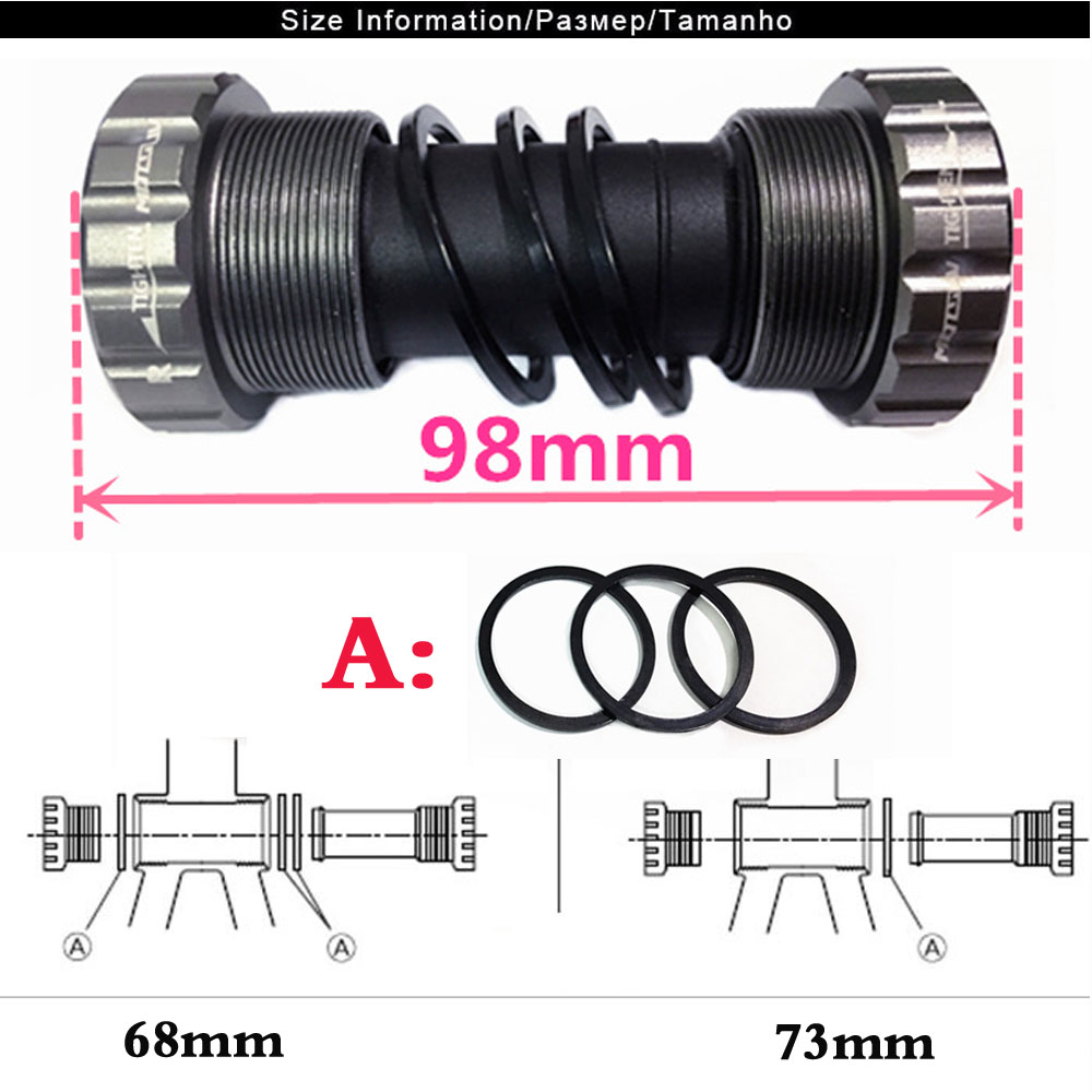 LANFY Colorful Bottom Brackets Integrated Center Axle Bottom Axle Hollow BB Screw-in Threaded Mountain Bike MTB Bicycle Parts/Multicolor