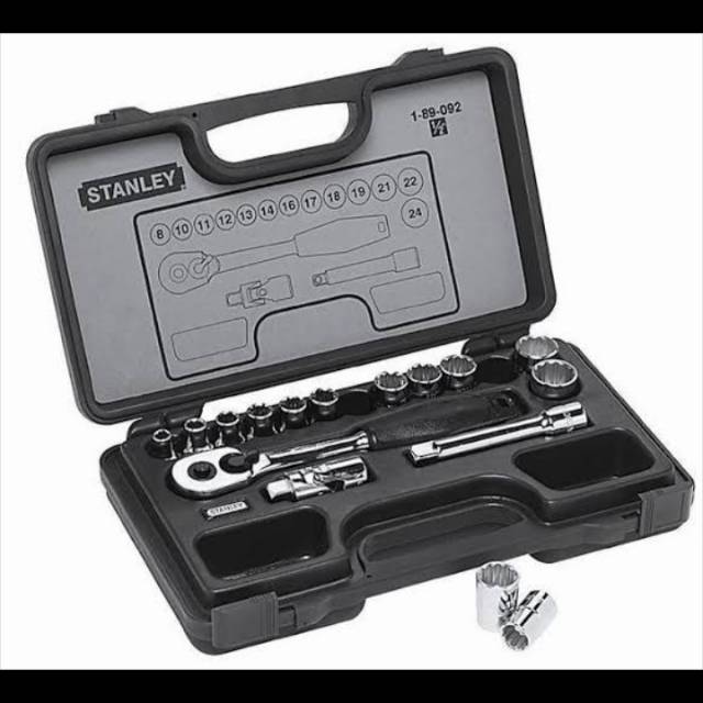 kunci shock set 1/2" - 16pcs drive socket set 1-89-092 stanley