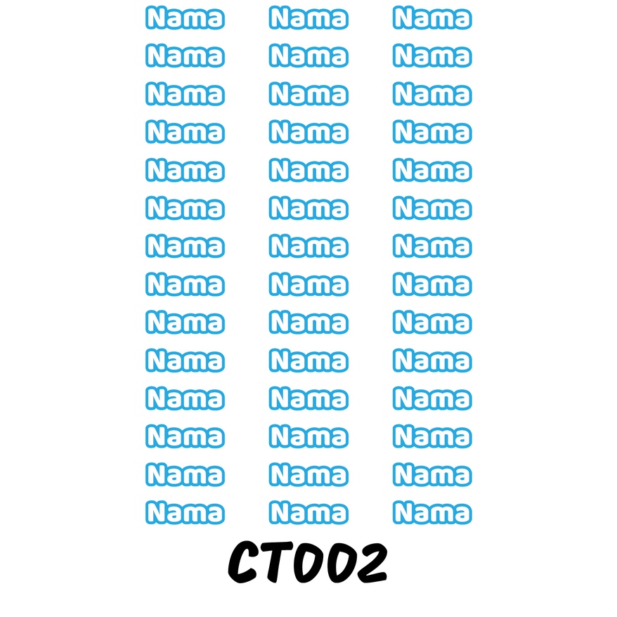 

Sticker Nama Cutting Label Waterproof Tahan Air Text 02 (CT002)