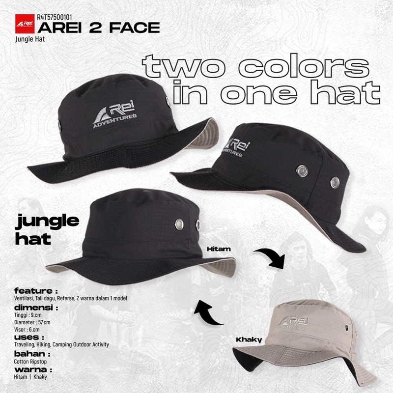 Topi rimba Arei bolak balik rei 2 warna