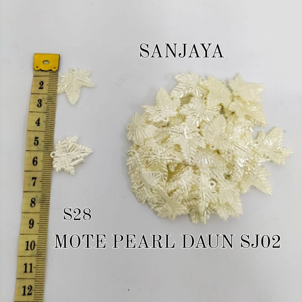 MOTE PEARL / MANIK DAUN AKRILIK / MANIK PEARL DAUN / MOTE PEARL DAUN S28 SJ02