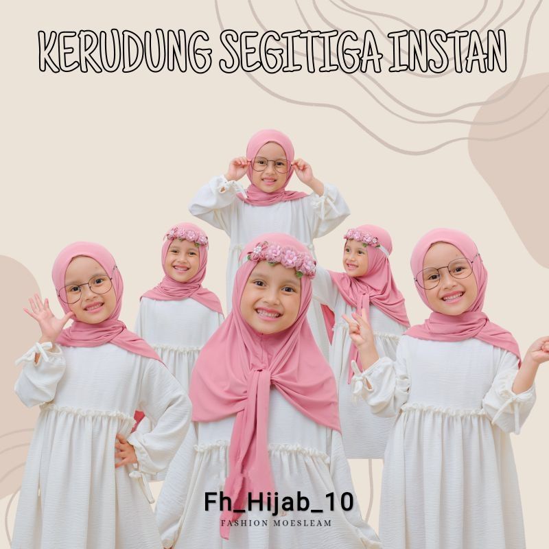 Kerudung Segitiga Anak Instant Premium 3-6 Tahun Terbaru | Jilbab Lucu Bayi Perempuan Sekolah Instan Tk | Hijab Tanggung Baby Sd Bahan Jersey Lembut Adem