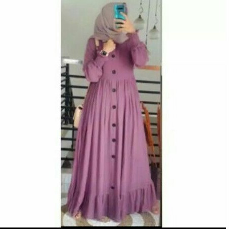 Plain Dress//Size M, L, XL, XXL//Maxy Dress//maxi Dress//bisa COD//Gamis kancing//Busui wanita AL//a