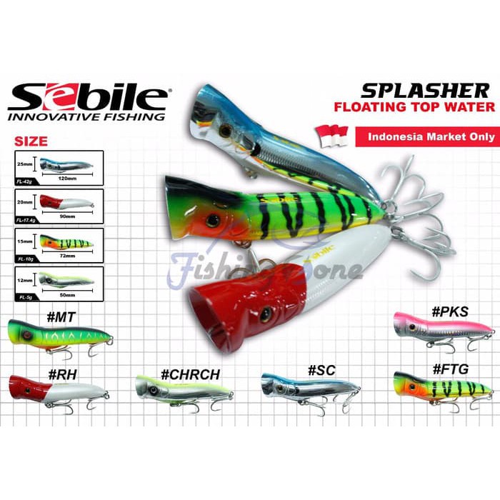 Cuci Gudang Sebile SPLASHER Popper Floating 120mm/42g Color  PKS