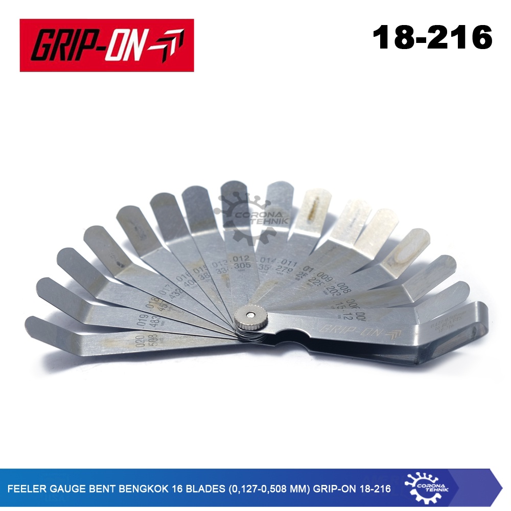 Grip-On 18-216 - Feeler Gauge Bent Bengkok 16 blades (0,127-0,508 mm)