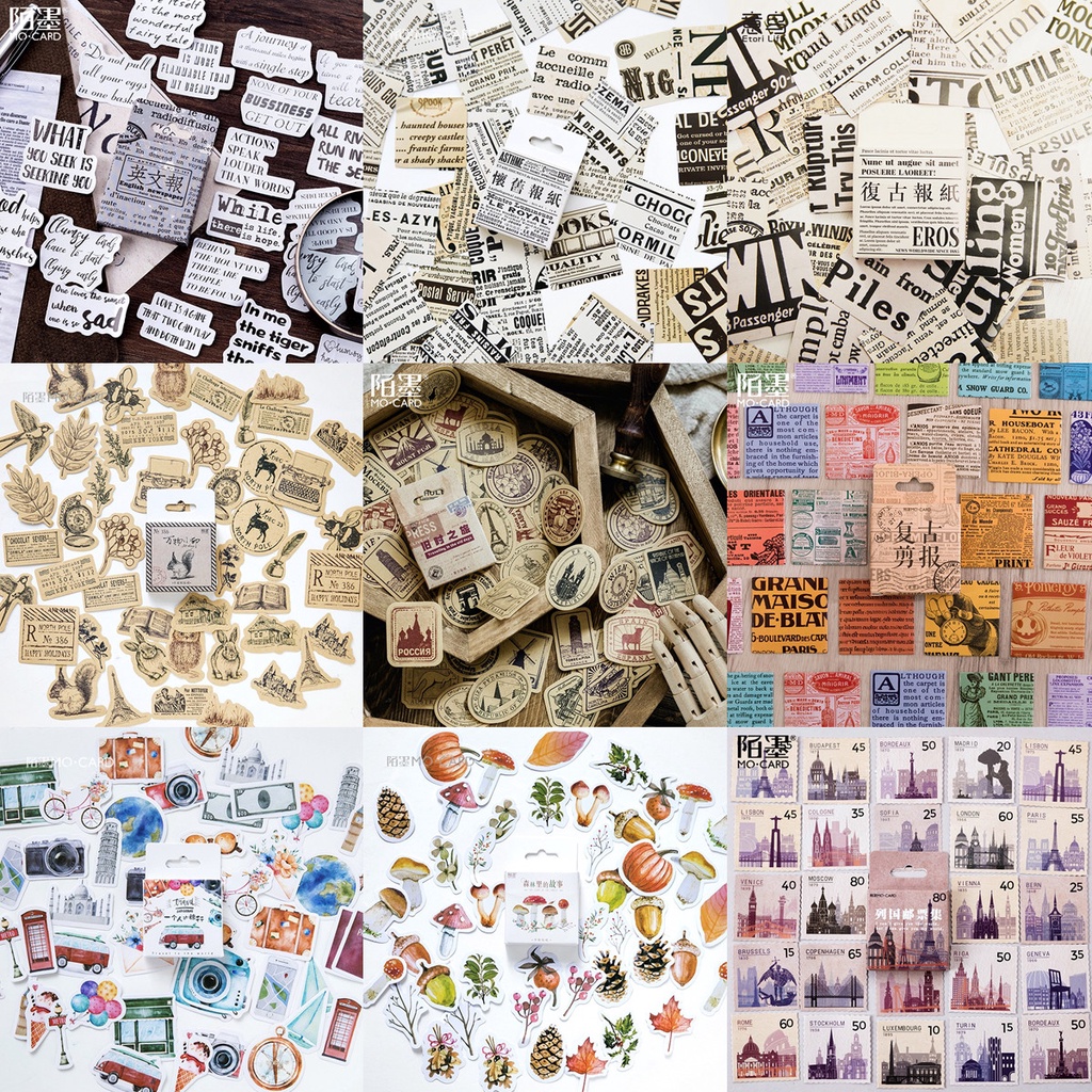 45pcs/set Stiker Motif Koran Bahasa Inggris Handmade Diy Untuk Dekorasi Album Foto/Diary