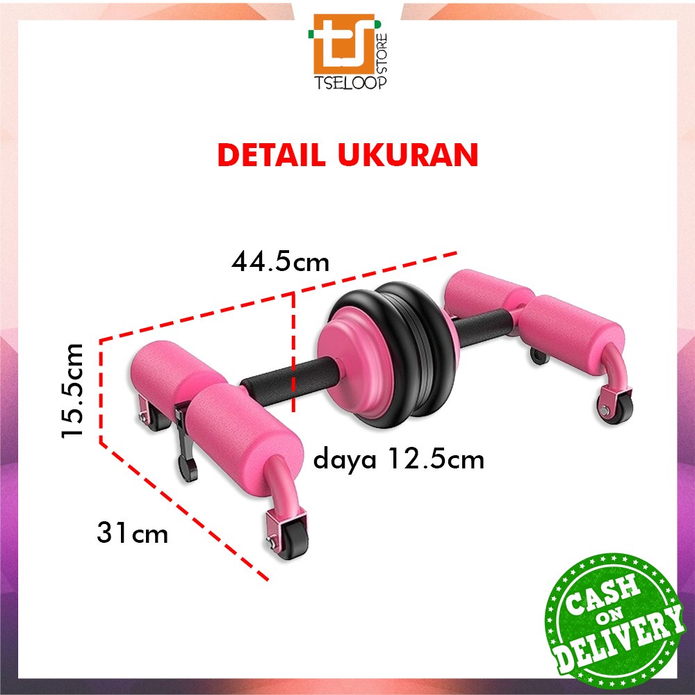OFM-O16 Set Alat Fitness Push Up Alat Latihan Olahraga Gym Fitness Sit Up Double Wheel Pembakar Lemak Peralatan Multifungsi