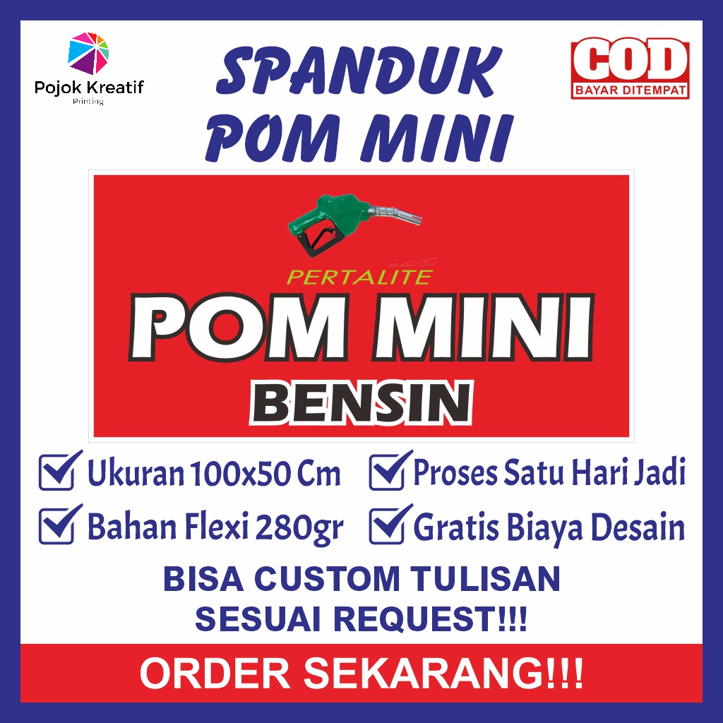 Spanduk Sepanduk Banner Baner Bener Backdrop Plang Promosi Usaha Jual Jualan Bensin Bengsin BBM Pom 
