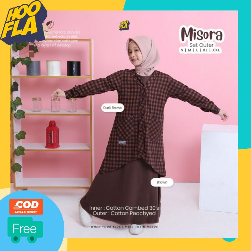 Gamis anak baju muslim anak perempuan MISORA Outer Hooflakids Setelan anak perempuan muslim Set Oute