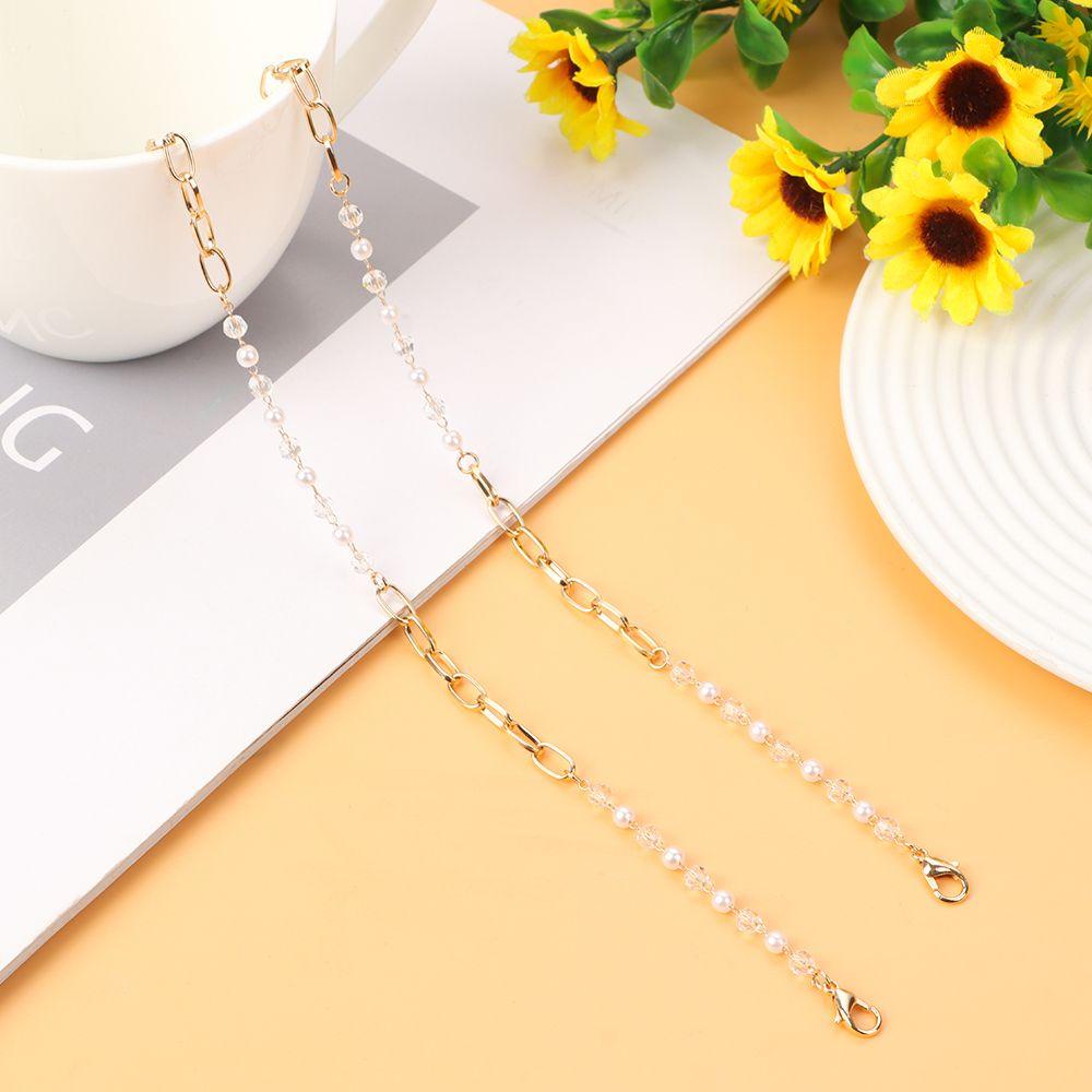 Lily Sunglasses Chain Jewelry Kristal Mutiara Metal Neck Strap Rantai Kacamata