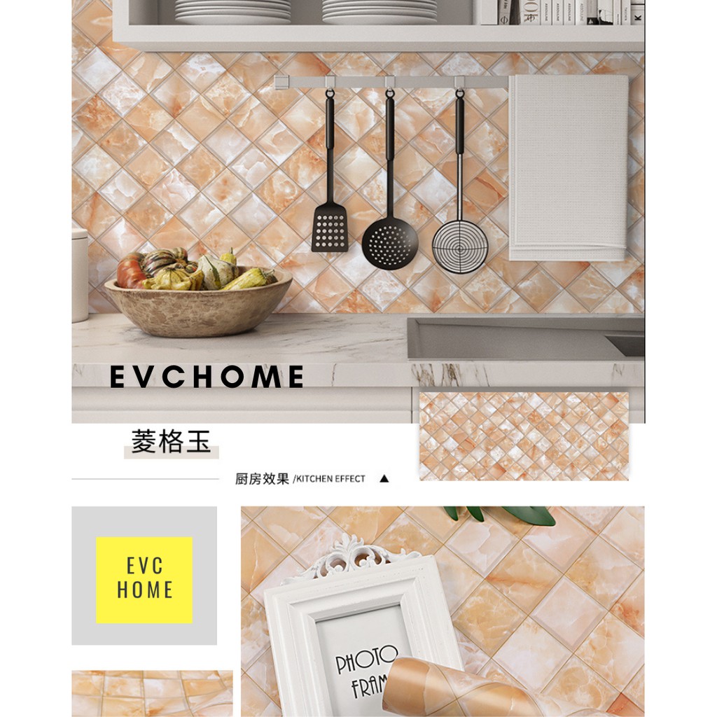 EVCHOME 60CM x 3M Wallpaper Stiker Marmer Matte/Doff /Lemari /Dinding /Dapur /Serbaguna/Wallsticker