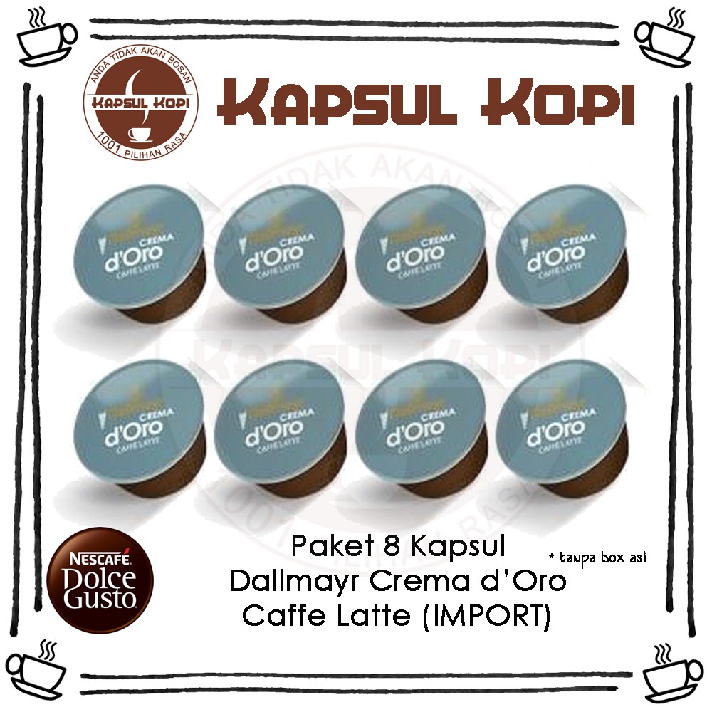 

Paket 8 KapsulKopi Dallmayr Crema D'Oro Caffe Latte Dolce Gusto Import