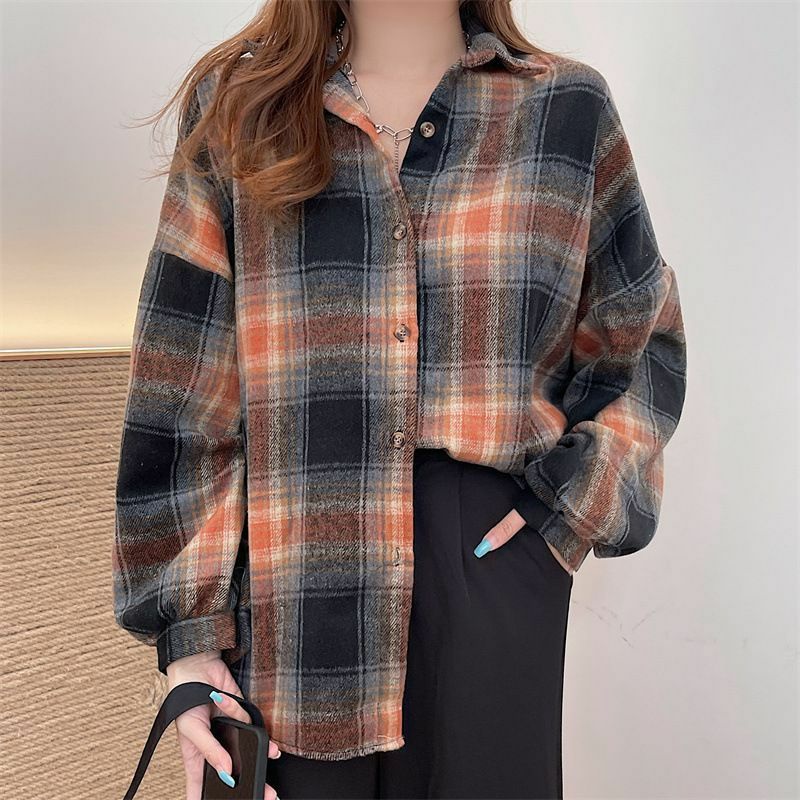 ONASAE - Zeira Oversized Shirt | Kemeja Tartan Oversized | Kemeja Tartan Wanita korea